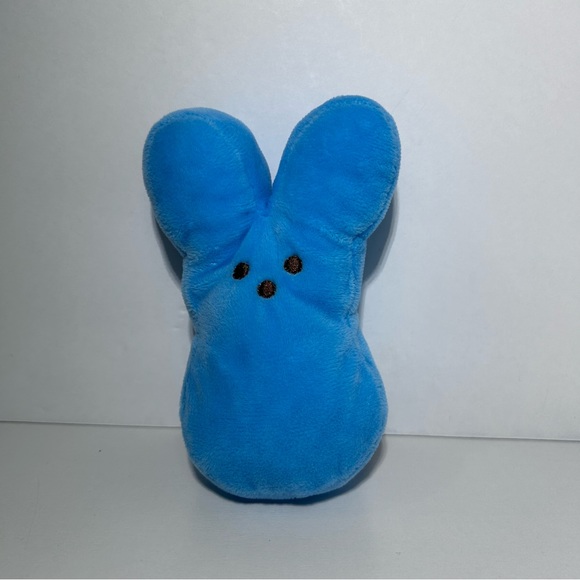 PEEPS Plush Stuffed EASTER Bunny Rabbit 6" LOT Of 3 Velour Blue Yellow And Pink - Picture 4 of 9